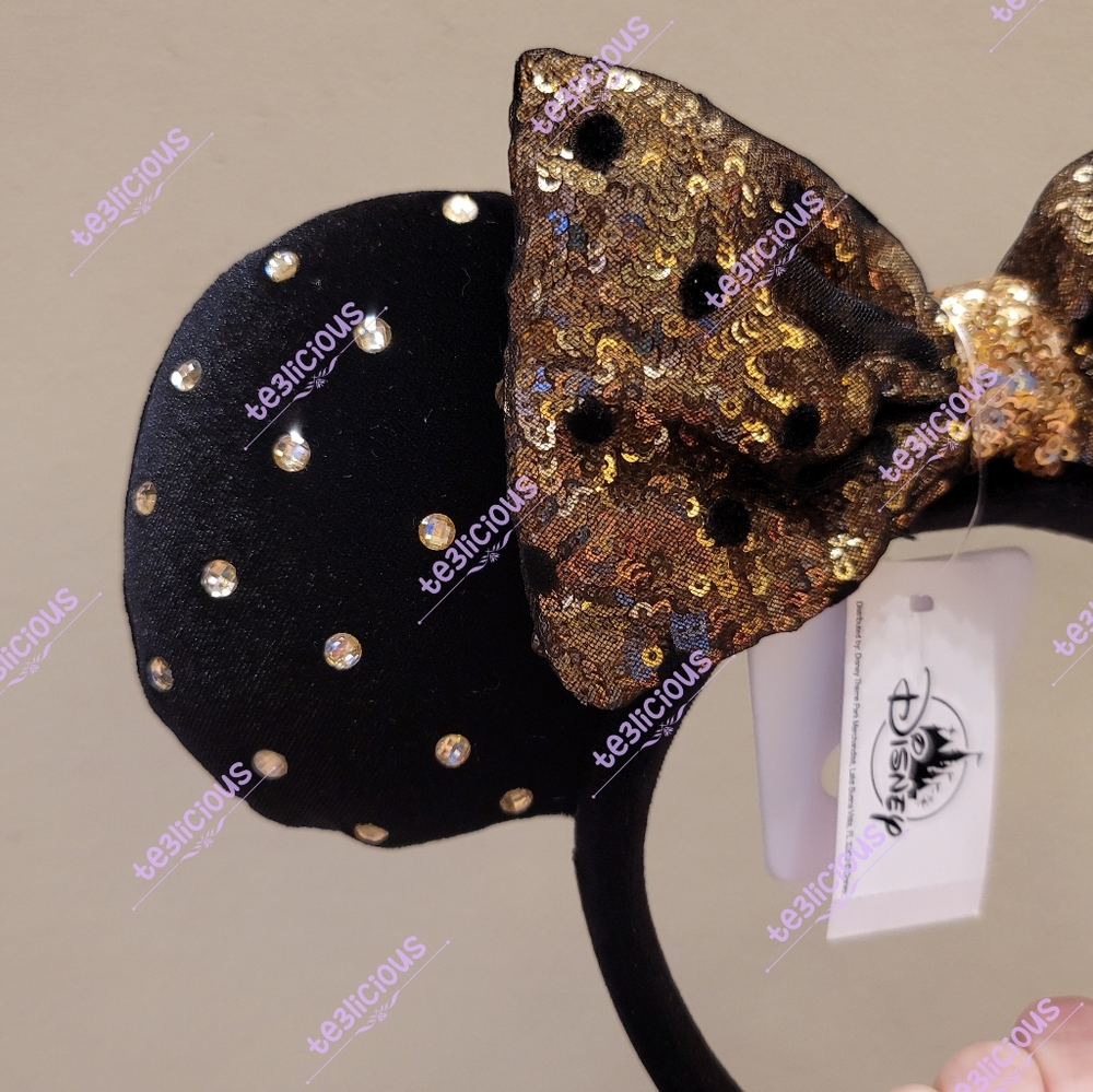DISNEY PARKS CRYSTAL POLKA DOT GOLD EARS - Picture 3 of 5